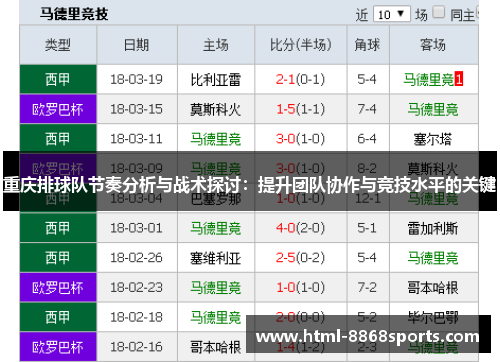 重庆排球队节奏分析与战术探讨：提升团队协作与竞技水平的关键